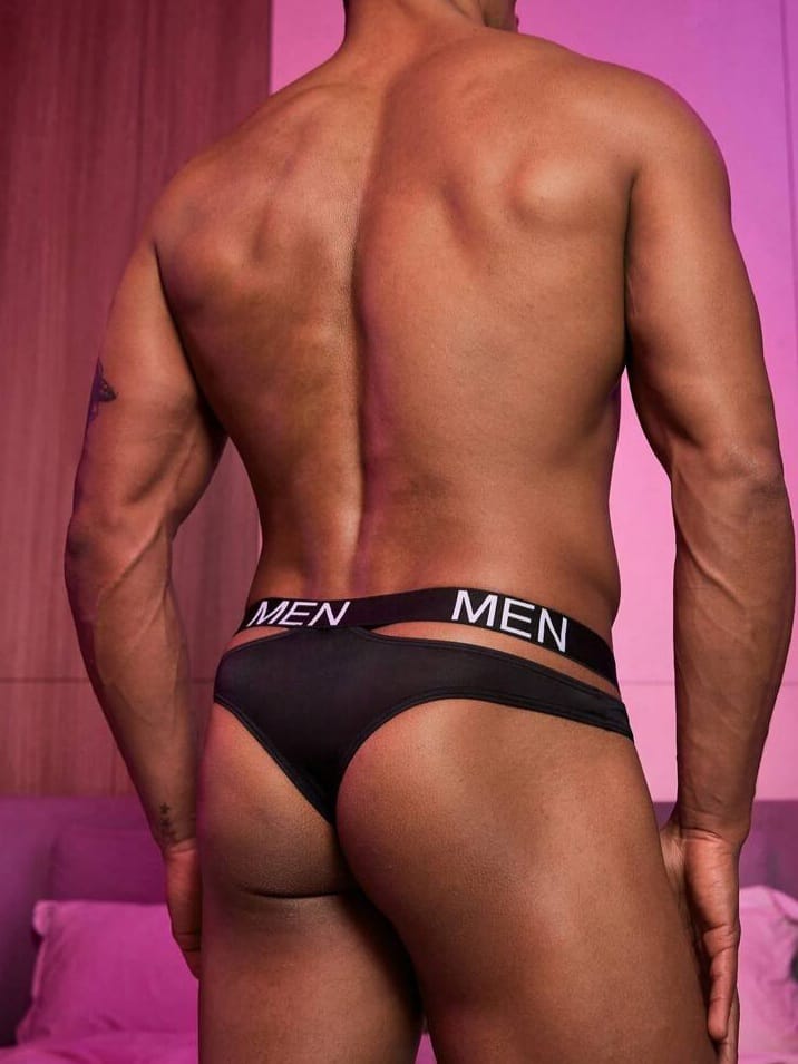MAD-MEN Men's Letter Jacquard Hollow-Out Sexy Underwear